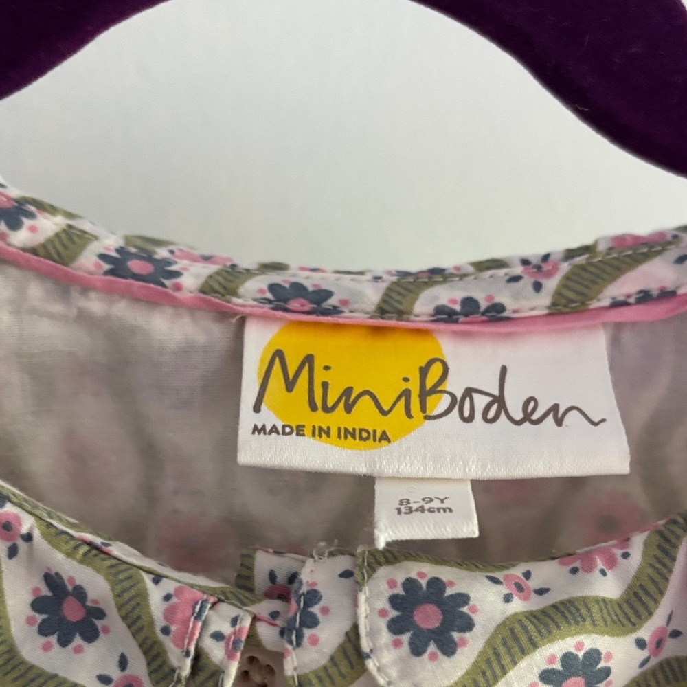 Mini Boden Kids Dress with Pink and Green Floral, EUC SZ 8-9 - Picture 2 of 4